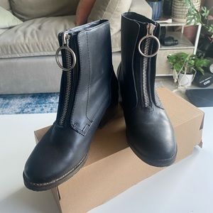 Lucky brand zip up leather booties